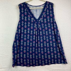 Croft & Barrow Sleeveless Blue and Pink Blouse
